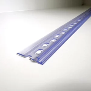 Rail en T A019 avec lèvres flexibles et perforations, à clipser, transparent