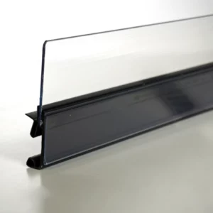 Rail avant A059 avec vitre et porte-étiquette papier pour Bob POS-T pour étagères Hauser